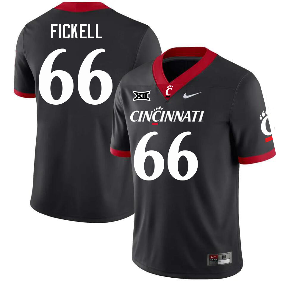 Cincinnati Bearcats #66 Landon Fickell Big 12 Conference College Football Jerseys Stitched Sale-Black